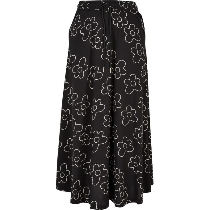 Urban Classics - Viscose Midi Lange rok - XS - Zwart/Wit