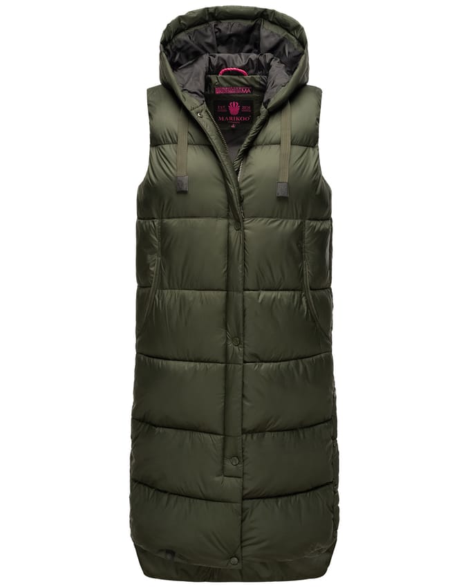 Marikoo Sayorii dames winterbodywarmer – lang, warm & met capuchon