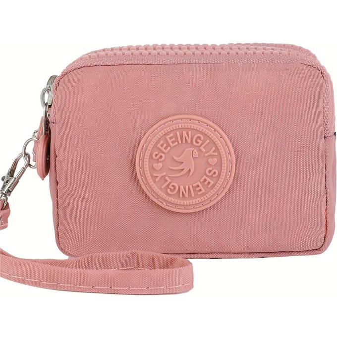 1 st Mini Portemonnee Grensoverschrijdend Cadeau Eenvoudige Sleutelhanger Nylon Ritssluiting Portemonnee roze