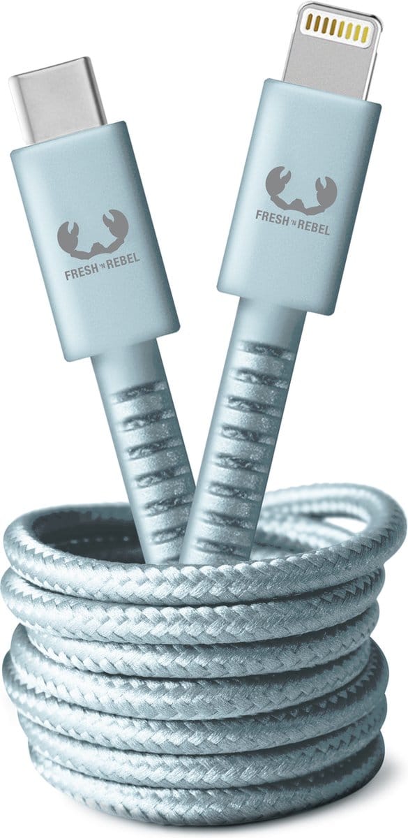 Fresh 'n Rebel - USB-C naar Apple Lightning oplaadkabel - 2 meter - Gevlochten kwaliteit kabel - Dusky Blue