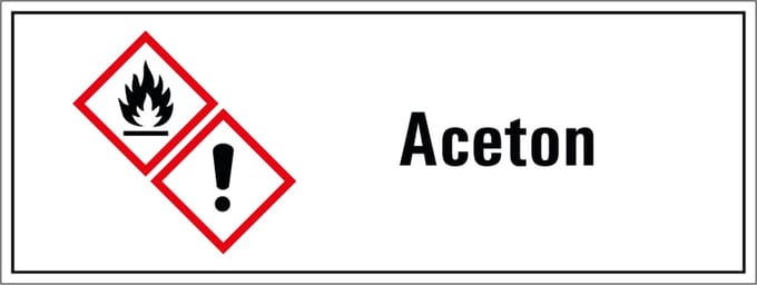 Aceton GHS tekststicker 400 x 150 mm