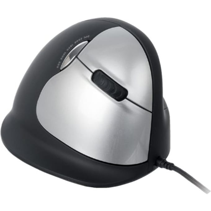 R-GO Tools RGOHELA Ergonomische muis USB Optisch Zwart, Zilver 4 Toetsen 3500 dpi Ergonomisch