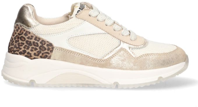 Braqeez 425266-903 Meisjes Lage Sneakers - Goud/Print - Leer - Veters