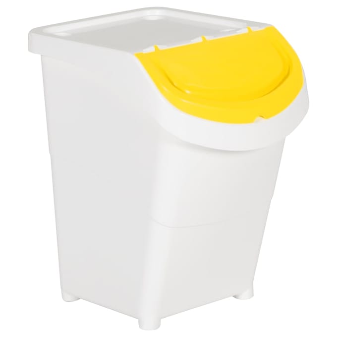 vidaXL - Afvalbakken - met - deksels - stapelbaar - 3 - st - PP - 120 - L - wit