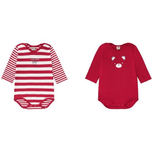 KANZ Baby romper, 2 stuks, met kruisknopen (Rood/wit, 80)
