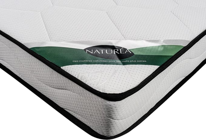 Vente-unique Set 140 x 190 cm gewatteerde bedbodem + matras van schuim en tijk van bamboe - KANANI van NATUREA