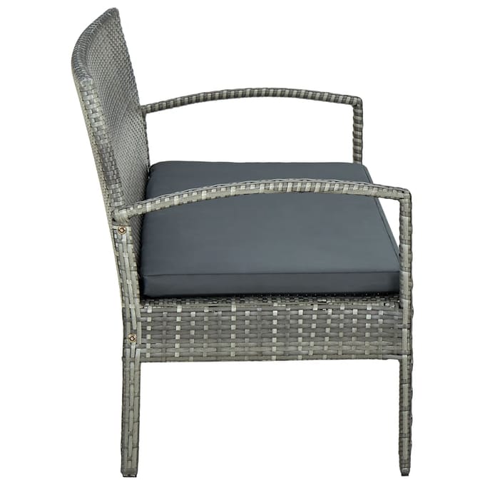vidaXL - Tuinbank - 3-zits - met - kussen - poly - rattan - grijs