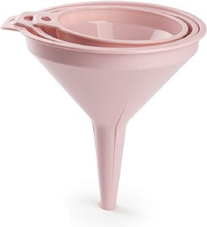 Plasticforte Trechters - 3-delige set - roze - 12-14-16 cm - keukentrechter