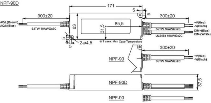 Mean Well NPF-90-12 LED-driver, LED-transformator Constante spanning, Constante stroomsterkte 90 W 7.5 A 7.2 - 12 V/DC