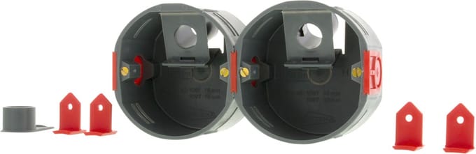 Attema Inbouwdoos voor Holle Wand UHW40 - Diameter 5/8 Inch - Geschikt voor Plaatdikte 9,5 + 12,5 + 15 mm - Kunststof Materiaal - Ronde Vorm - Kleur Grijs - Set van 2 Inbouwdozen