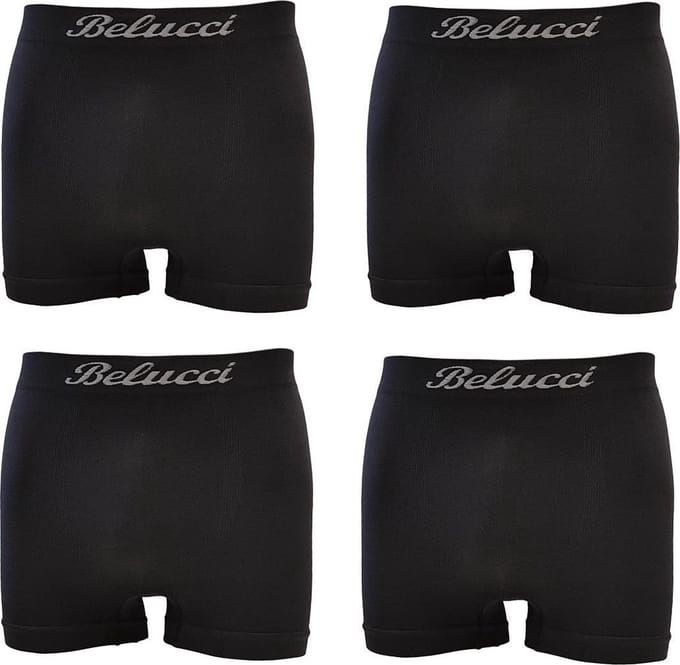 Belucci heren boxershorts set van 4 stuks zwart maat M/L