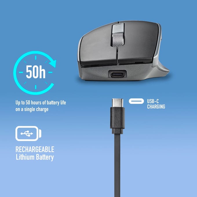 NGS Lush Stille Draadloze Muis – 2.4 GHz + Bluetooth - Oplaadbaar - 6 knoppen