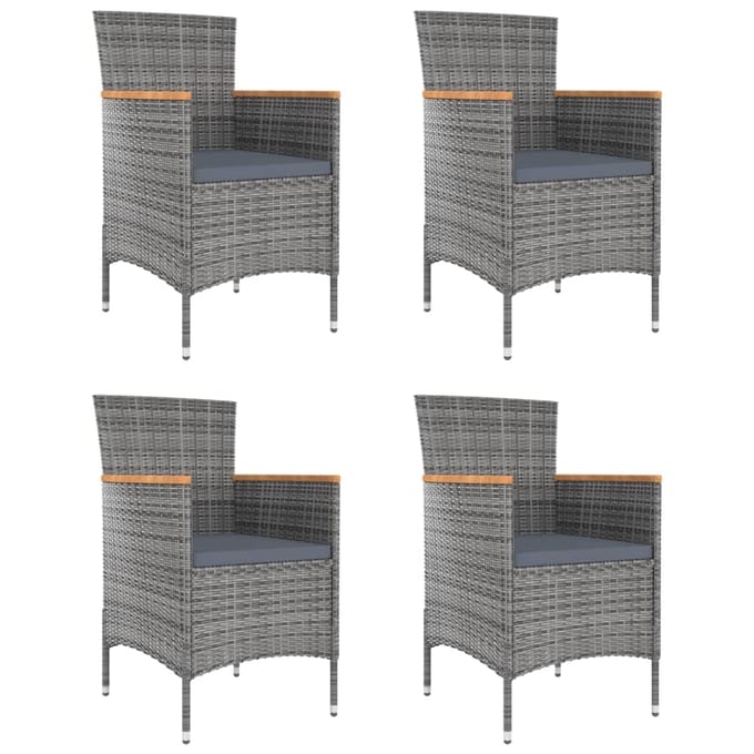 vidaXL - Tuinstoelen - 4 - st - poly - rattan - grijs