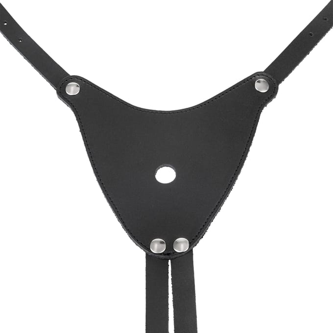Rimba - Lederen Strap-on String Met Latex Dildo - 3.5 x 12 cm