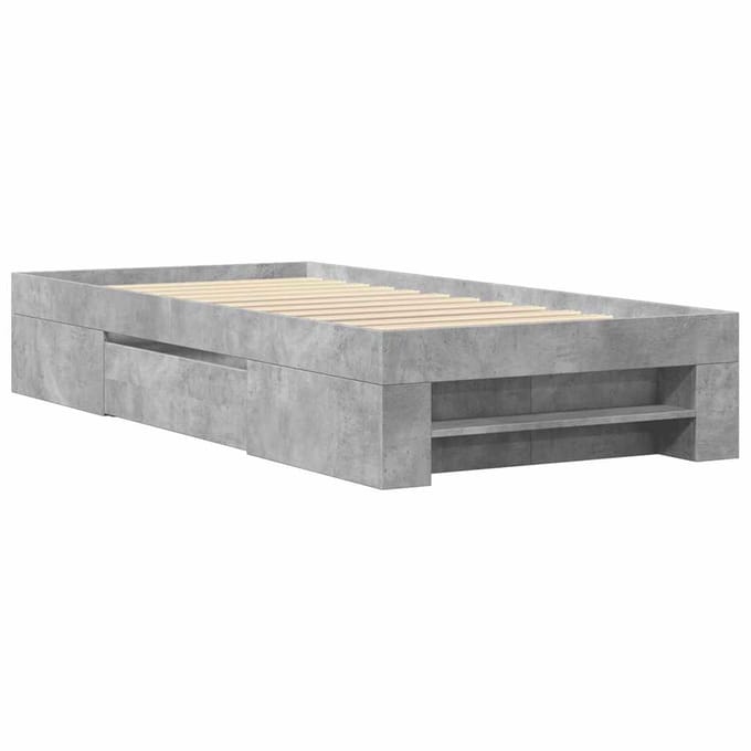 vidaXL - Bedframe - bewerkt - hout - betongrijs - 100x200 - cm