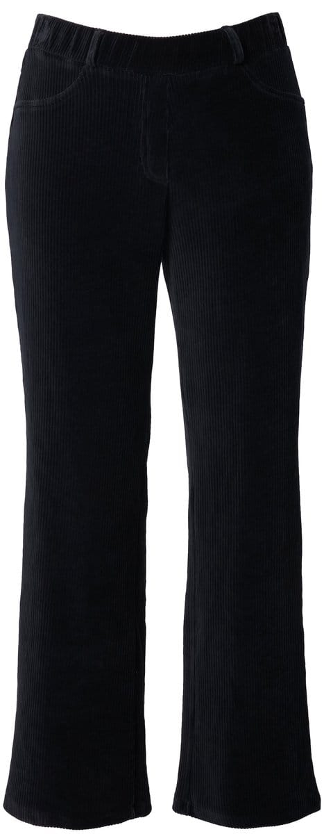 Ulla Popken - Dames - Corduroy instapbroek Mary elastische tailleband - Zwart - Maat 50