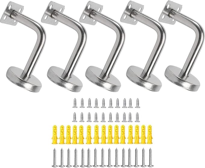 5 stuks roestvrijstalen leuningdragers voor wandbevestiging – 60 x 80 mm