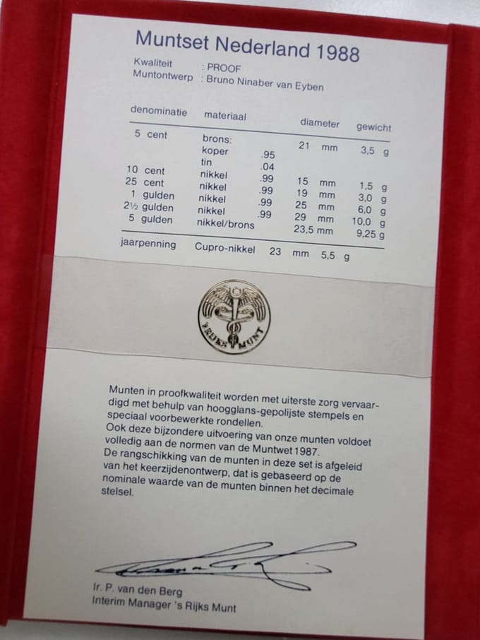Muntset Nederland 1988 kwaliteit proof incl penning Groningen