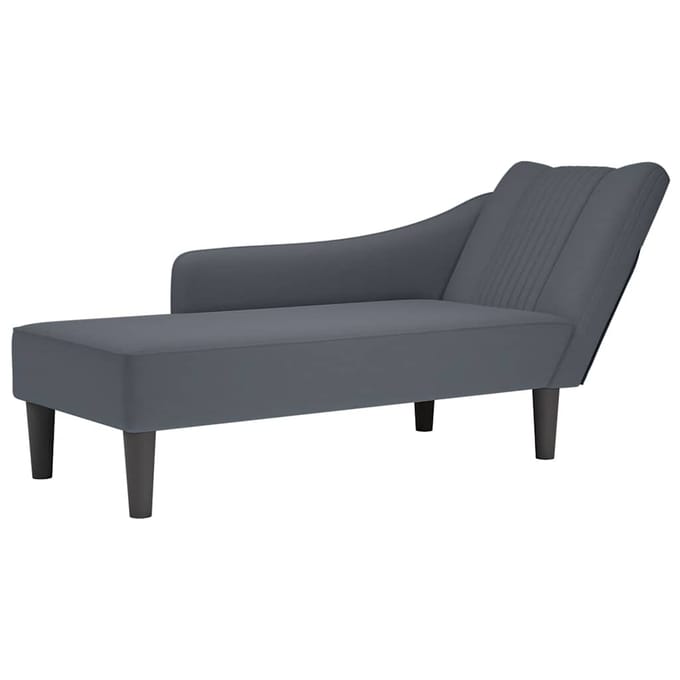 vidaXL - Chaise - longue - met - rechterarmleuning - fluweel - donkergrijs