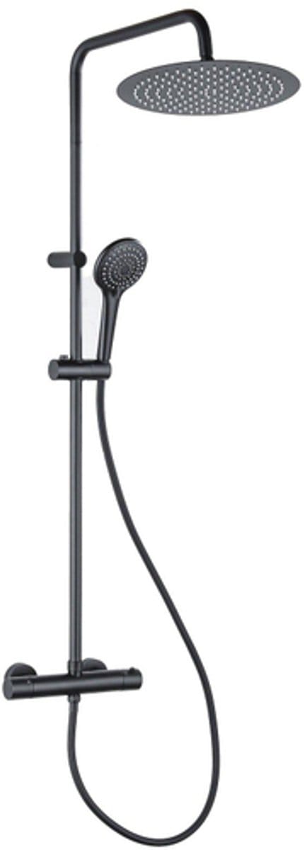 FugaFlow Efficiente Sobrado regendouche met thermostaat hoofddouche 30cm handdouche 3 standen zwart 110cm