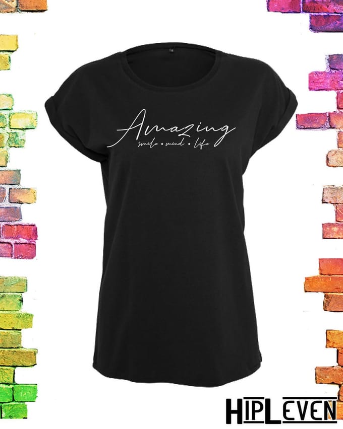 Zwart dames shirt Amazing | Zwart maat M