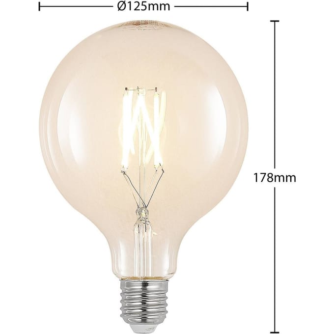 Arcchio LED lamp G125 E27, 6 W, 2.700 K, heldere filament lamp, dimbaar