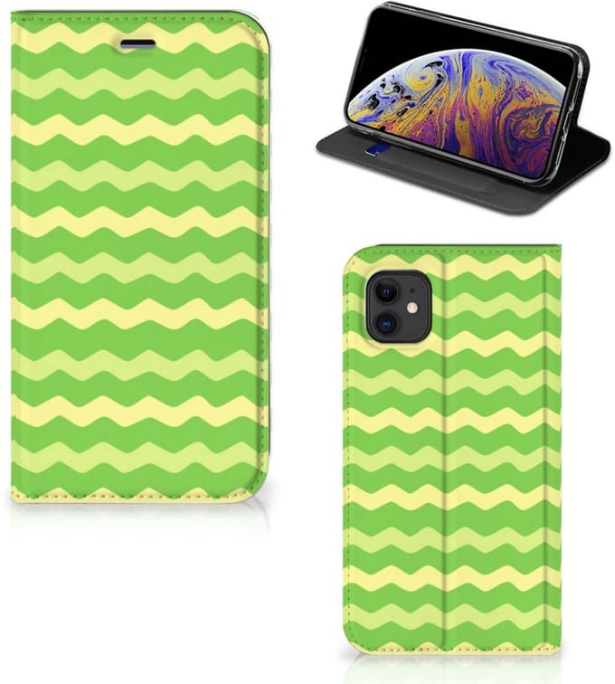 Apple iPhone 11 Hoesje met Magneet Waves Green