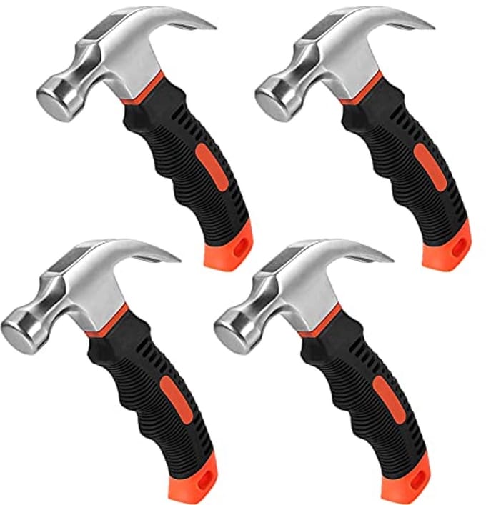 4-pack mini stompe klauw hamers met rubberen handgreep voor DIY en reparaties