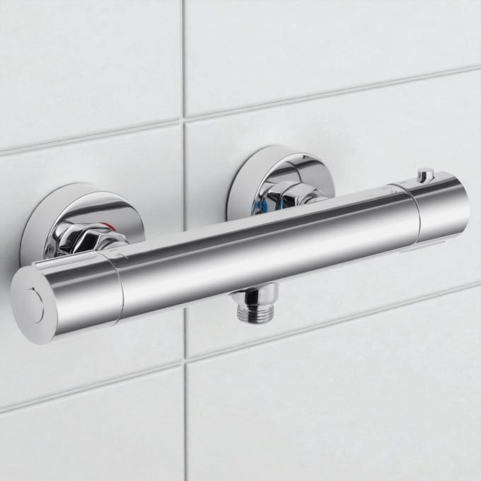 Auralum max Thermostatische Douchekraan - Hartafstand 150 mm - CoolTouch - Incl. koppelingen - Chroom
