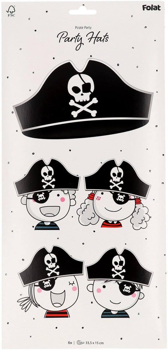 Piratenhoeden - Pirate Party - 33,5 x 15 cm - 6 stuks