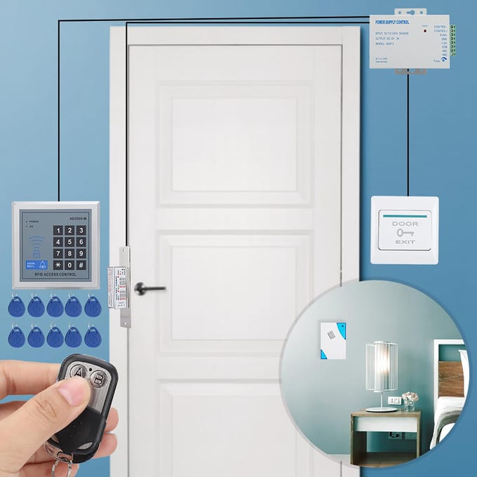 Elektrische Deuropener ZONDER Slot Enkele Deur Kaart Wachtwoord Toegangscontrole Toetsenbord Beveiligingssysteem Kit black