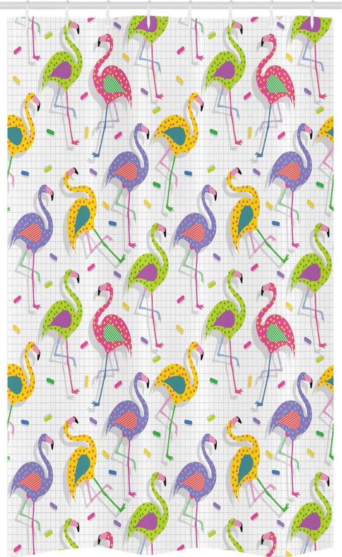 ABAKUHAUS Flamingo Douchegordijn – 120x180 cm – Polyester, Multicolor – Waterbestendig