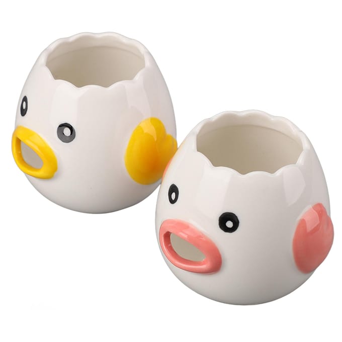 2 stuks Eierscheider Keramiek Vorm van Kip Eigeel Wit Filter Keuken Kookaccessoires Roze white