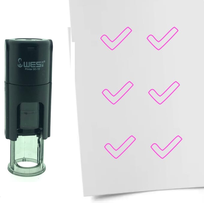 CombiCraft Stempel Open vinkje 10mm rond - Roze inkt