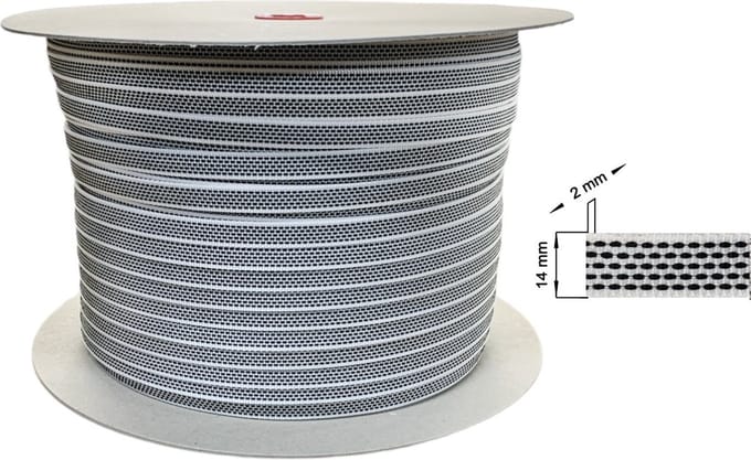 Selve Optrekband 14 mm zwart/wit, 500 meter - Rolluik Bandopwinder - Rolluik Bandoproller