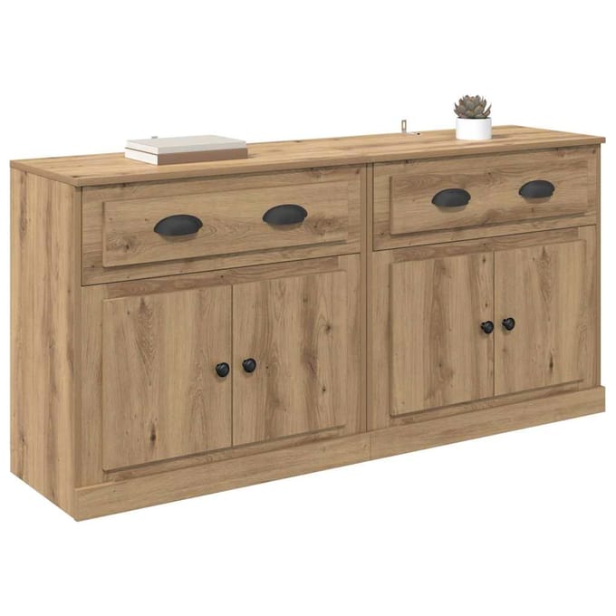vidaXL - Dressoirs - 2 - st - Artisan - Eiken - 70 - x - 35,5 - x - 67,5 - cm - Bewerkt - hout