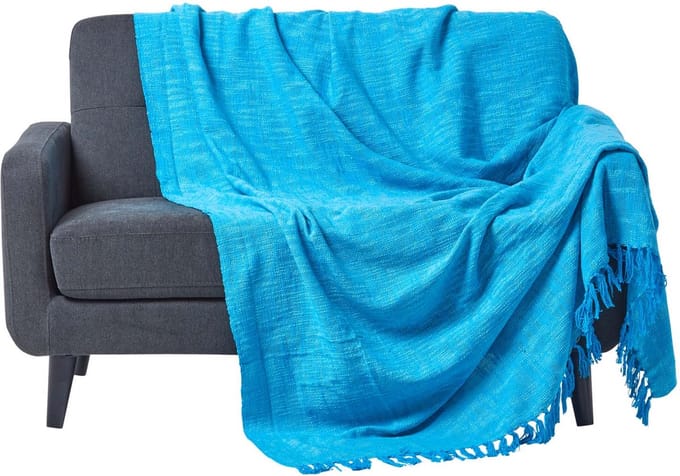 Homescapes Nirvana plaid, 100% katoen, lichtblauw, 255 x 360 cm