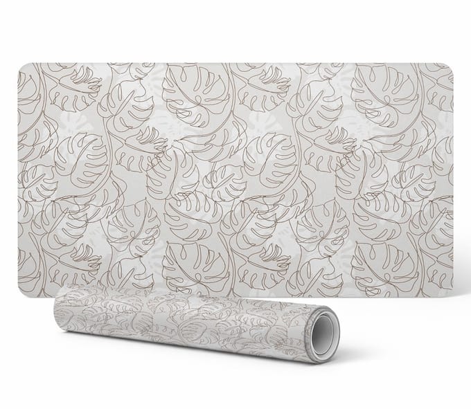 Duurzame antislip bureauonderlegger met monstera-bladerenpatroon, 90x45 cm