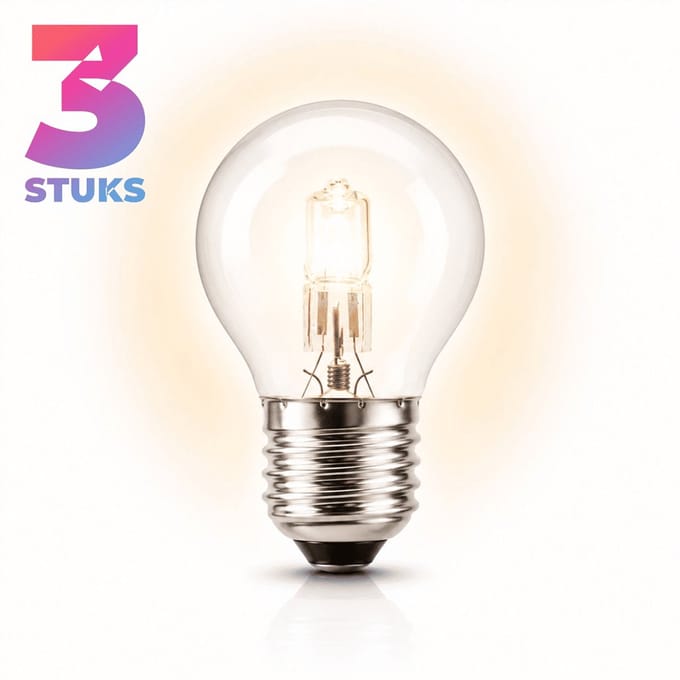 3x Kogel Halogeenlamp E27 - 52W - Warm Wit Licht (2700K) - 820 lm - 2 jaar - Dimbaar