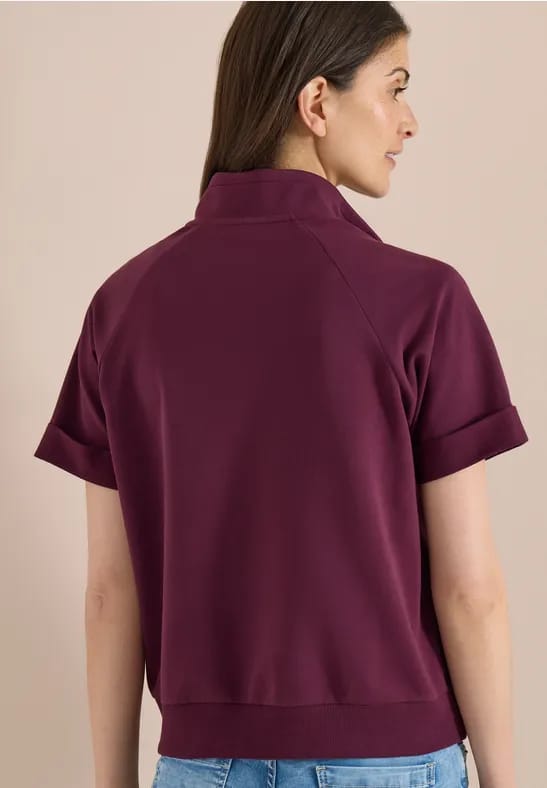 Sweaterjack met korte mouwen en ritssluiting