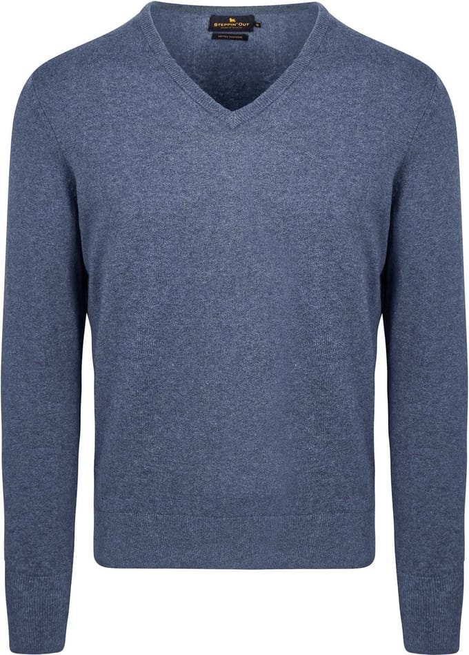 Trui Cashmere V-hals Kobaltblauw - Maat L - Heren - Pullovers