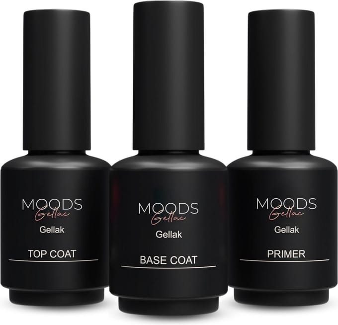 Moods Gellac Starterspakket - Primer - Base Coat - Top Coat - 8ML - Gellak - BIAB - Polygel - LED Lamp Nagellak