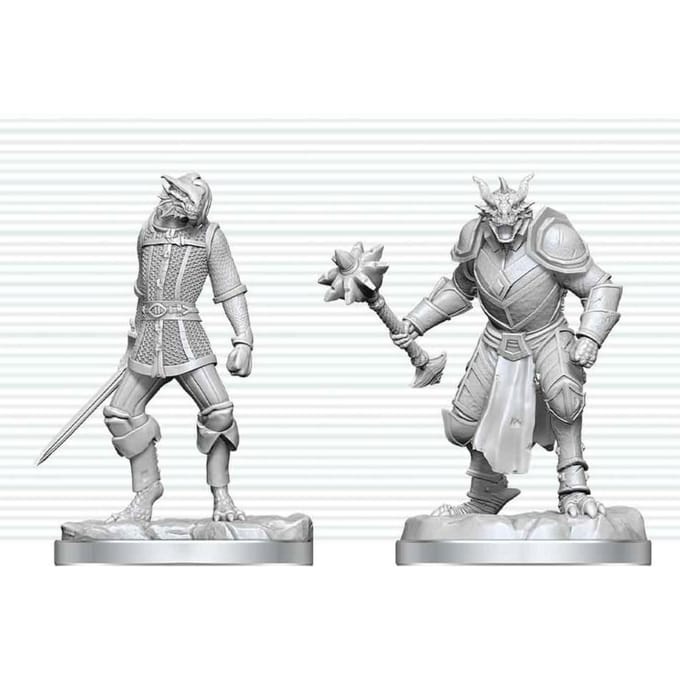 Dungeons & Dragons Nolzur's Marvelous Miniatures Unpainted Miniature Dragonborn Paladin & Dragonborn Squire 14 cm