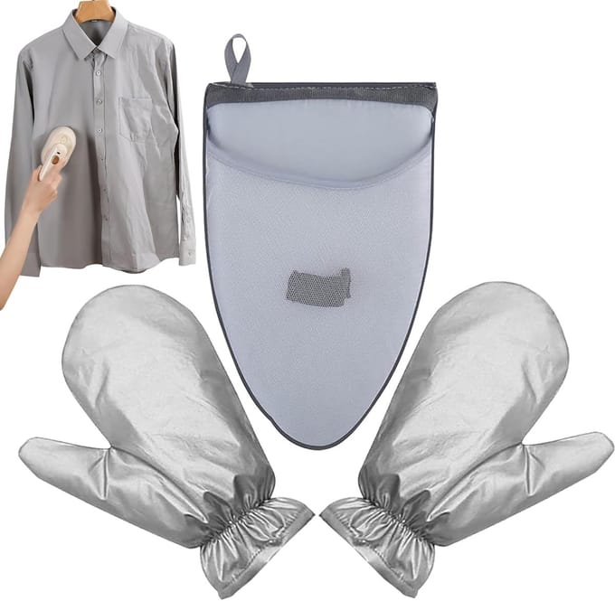 Stoom strijk set - Strijk protector - Kleding verzorgen - Hittebestendig materiaal - 26 x 16 x 3 cm - Grijs