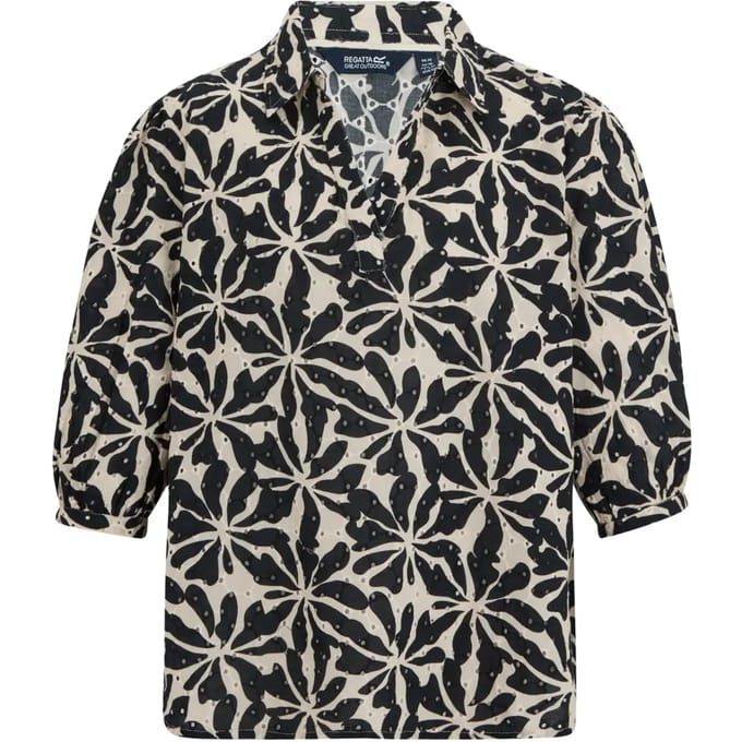 Damesblouse Nofino met 3/4 mouwen en open kraag