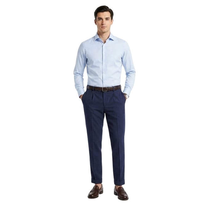 Boss Heren Genius-chino met plooien (Blauw)