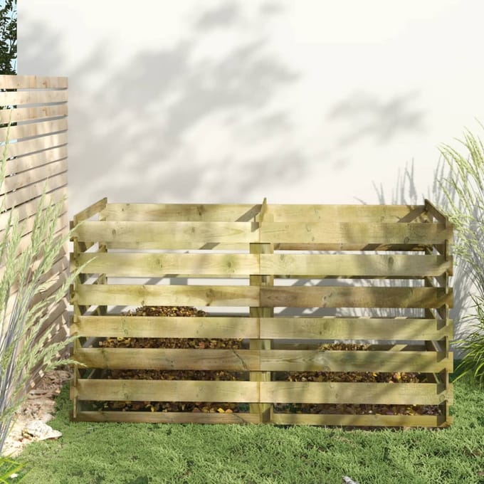 vidaXL - Compostbak - met - latten - geïmpregneerd - grenenhout - 180x90x90 - cm