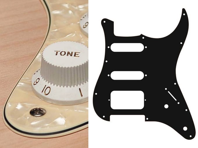 Boston ST-322-PC pickguard, Stallion, SSH, 2 pot holes, 3-5 switch, 3 ply, pearl cream