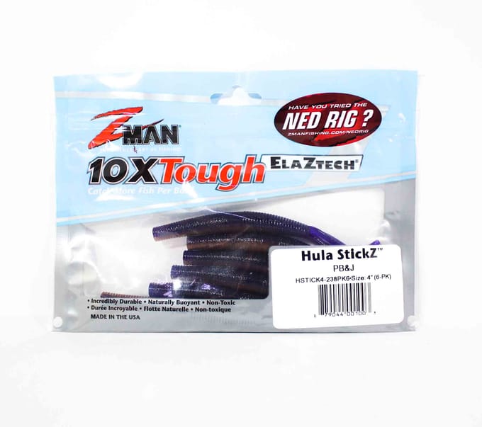 Zman Zacht kunstaas Hula Stickz 4 Inch 6/Pack PB & J (1003) white