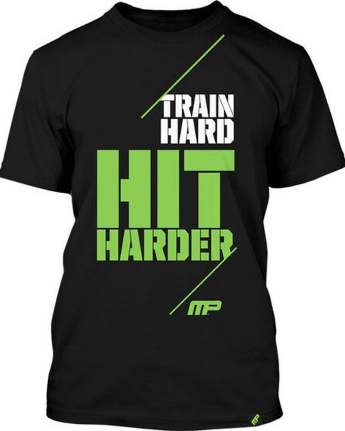 MusclePharm T-shirts Train Hard Hit Harder Zwart - L